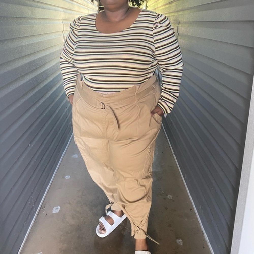ELOQUII Paper Bag Waist Khakis with belted ankles Size 26 Plus Women